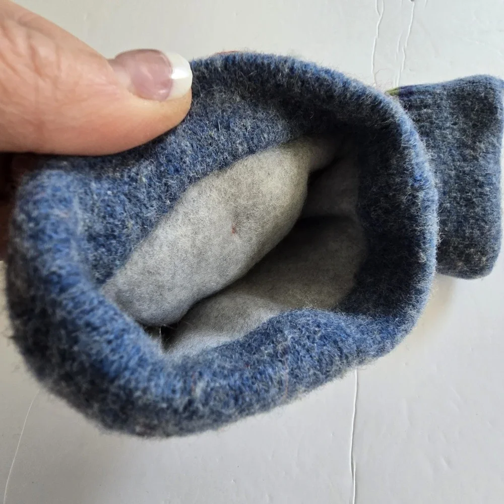 Handmade Felted Wool‎ Sweater Mittens Cuff Style Upcycled Fleece Lined Artsy EUC